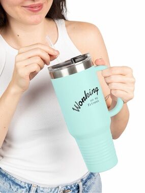 Mint Travel Tumbler - "Working on my fitness"